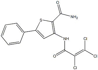 5-phenyl-3-[(2,3,3-trichloroacryloyl)amino]thiophene-2-carboxamide Structure