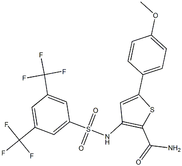 3-({[3,5-di(trifluoromethyl)phenyl]sulfonyl}amino)-5-(4-methoxyphenyl)thiophene-2-carboxamide Structure