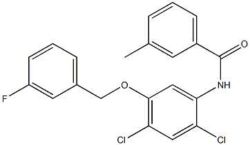 N-{2,4-dichloro-5-[(3-fluorobenzyl)oxy]phenyl}-3-methylbenzenecarboxamide 구조식 이미지