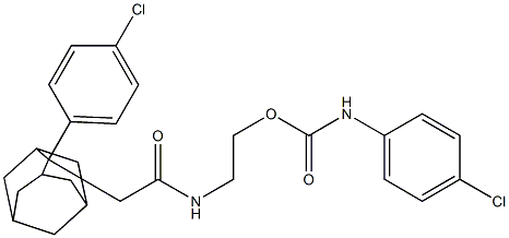 2-({2-[2-(4-chlorophenyl)-2-adamantyl]acetyl}amino)ethyl N-(4-chlorophenyl)carbamate Structure