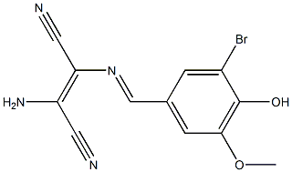 2-amino-3-[(3-bromo-4-hydroxy-5-methoxybenzylidene)amino]but-2-enedinitrile Structure