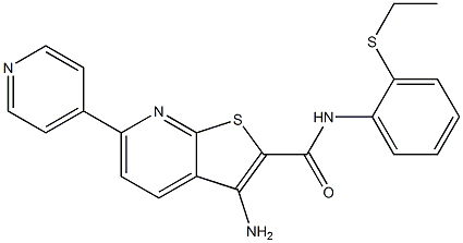 3-amino-N-[2-(ethylsulfanyl)phenyl]-6-(4-pyridinyl)thieno[2,3-b]pyridine-2-carboxamide 구조식 이미지