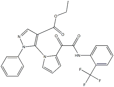 ethyl 5-(2-{2-oxo-2-[2-(trifluoromethyl)anilino]acetyl}-1H-pyrrol-1-yl)-1-phenyl-1H-pyrazole-4-carboxylate Structure