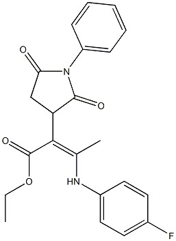 ethyl 2-(2,5-dioxo-1-phenyltetrahydro-1H-pyrrol-3-yl)-3-(4-fluoroanilino)but-2-enoate 구조식 이미지