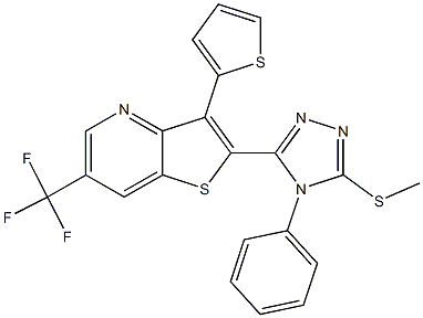 2-[5-(methylsulfanyl)-4-phenyl-4H-1,2,4-triazol-3-yl]-3-(2-thienyl)-6-(trifluoromethyl)thieno[3,2-b]pyridine Structure