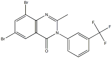 6,8-dibromo-2-methyl-3-[3-(trifluoromethyl)phenyl]-3,4-dihydroquinazolin-4-one 구조식 이미지