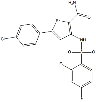 5-(4-chlorophenyl)-3-{[(2,4-difluorophenyl)sulfonyl]amino}thiophene-2-carbo xamide 구조식 이미지