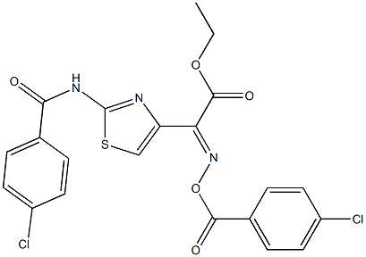 ethyl 2-{2-[(4-chlorobenzoyl)amino]-1,3-thiazol-4-yl}-2-{[(4-chlorobenzoyl)oxy]imino}acetate 구조식 이미지