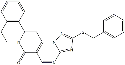 2-(benzylsulfanyl)-8,9,13b,14-tetrahydro-6H-[1,2,4]triazolo[5'',1'':2',3']pyrimido[4',5':4,5]pyrido[2,1-a]isoquinolin-6-one 구조식 이미지