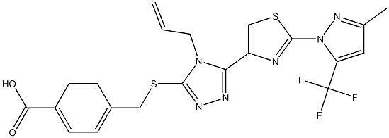 4-{[(4-allyl-5-{2-[3-methyl-5-(trifluoromethyl)-1H-pyrazol-1-yl]-1,3-thiazol-4-yl}-4H-1,2,4-triazol-3-yl)sulfanyl]methyl}benzenecarboxylic acid 구조식 이미지
