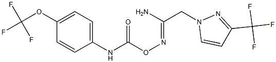 N'-({[4-(trifluoromethoxy)anilino]carbonyl}oxy)-2-[3-(trifluoromethyl)-1H-pyrazol-1-yl]ethanimidamide 구조식 이미지