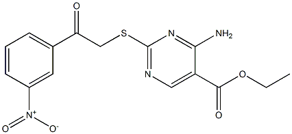 ethyl 4-amino-2-{[2-(3-nitrophenyl)-2-oxoethyl]thio}pyrimidine-5-carboxylate Structure