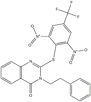 2-{[2,6-dinitro-4-(trifluoromethyl)phenyl]thio}-3-phenethyl-3,4-dihydroquinazolin-4-one 구조식 이미지
