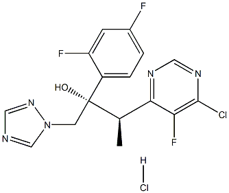 (2R,3S/2S,3R)-3-(4-chloro-5-fluoropyrimidin-6-yl)-2-(2,4-difluorophenyl)-1-(1H-1,2,4-triazol-1-yl)butan-2-ol Hydrochloride  
 Structure