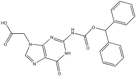 2-N-(Benzhydryloxycarbonyl)guanine-9-acetic acid 구조식 이미지