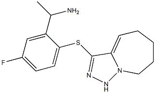 1-(5-fluoro-2-{5H,6H,7H,8H,9H-[1,2,4]triazolo[3,4-a]azepin-3-ylsulfanyl}phenyl)ethan-1-amine 구조식 이미지