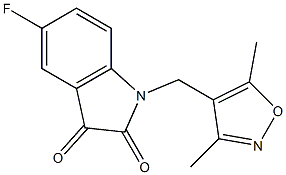 1-[(3,5-dimethyl-1,2-oxazol-4-yl)methyl]-5-fluoro-2,3-dihydro-1H-indole-2,3-dione 구조식 이미지