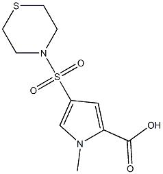 1-methyl-4-(thiomorpholine-4-sulfonyl)-1H-pyrrole-2-carboxylic acid Structure