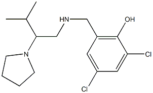 2,4-dichloro-6-({[3-methyl-2-(pyrrolidin-1-yl)butyl]amino}methyl)phenol 구조식 이미지