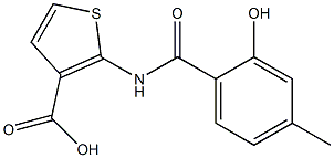 2-[(2-hydroxy-4-methylbenzene)amido]thiophene-3-carboxylic acid 구조식 이미지