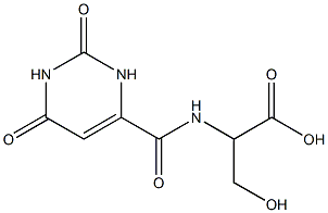 2-{[(2,6-dioxo-1,2,3,6-tetrahydropyrimidin-4-yl)carbonyl]amino}-3-hydroxypropanoic acid 구조식 이미지