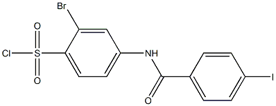 2-bromo-4-[(4-iodobenzene)amido]benzene-1-sulfonyl chloride Structure