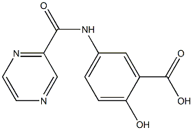 2-hydroxy-5-[(pyrazin-2-ylcarbonyl)amino]benzoic acid Structure
