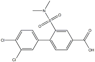 3',4'-dichloro-2-[(dimethylamino)sulfonyl]-1,1'-biphenyl-4-carboxylic acid 구조식 이미지