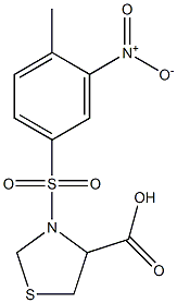3-[(4-methyl-3-nitrobenzene)sulfonyl]-1,3-thiazolidine-4-carboxylic acid 구조식 이미지