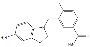3-[(5-amino-2,3-dihydro-1H-indol-1-yl)methyl]-4-fluorobenzamide 구조식 이미지