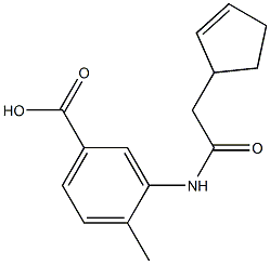 3-[(cyclopent-2-en-1-ylacetyl)amino]-4-methylbenzoic acid 구조식 이미지