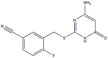 3-{[(4-amino-6-oxo-1,6-dihydropyrimidin-2-yl)sulfanyl]methyl}-4-fluorobenzonitrile 구조식 이미지