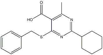 4-(benzylthio)-2-cyclohexyl-6-methylpyrimidine-5-carboxylic acid Structure