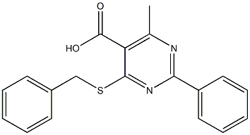 4-(benzylthio)-6-methyl-2-phenylpyrimidine-5-carboxylic acid Structure