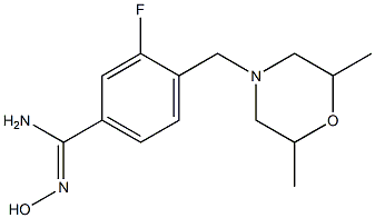 4-[(2,6-dimethylmorpholin-4-yl)methyl]-3-fluoro-N'-hydroxybenzenecarboximidamide 구조식 이미지