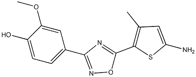 4-[5-(5-amino-3-methylthiophen-2-yl)-1,2,4-oxadiazol-3-yl]-2-methoxyphenol 구조식 이미지