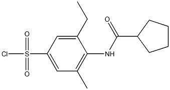 4-cyclopentaneamido-3-ethyl-5-methylbenzene-1-sulfonyl chloride 구조식 이미지
