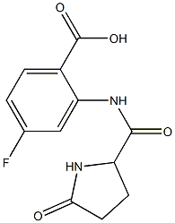 4-fluoro-2-{[(5-oxopyrrolidin-2-yl)carbonyl]amino}benzoic acid 구조식 이미지