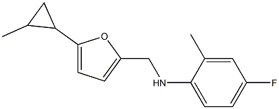 4-fluoro-2-methyl-N-{[5-(2-methylcyclopropyl)furan-2-yl]methyl}aniline 구조식 이미지