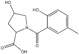 4-hydroxy-1-[(2-hydroxy-5-methylphenyl)carbonyl]pyrrolidine-2-carboxylic acid Structure