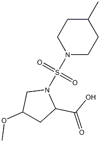 4-methoxy-1-[(4-methylpiperidine-1-)sulfonyl]pyrrolidine-2-carboxylic acid Structure