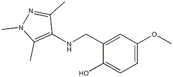 4-methoxy-2-{[(1,3,5-trimethyl-1H-pyrazol-4-yl)amino]methyl}phenol 구조식 이미지