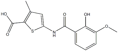 5-[(2-hydroxy-3-methoxybenzene)amido]-3-methylthiophene-2-carboxylic acid Structure