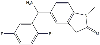 5-[amino(2-bromo-5-fluorophenyl)methyl]-1-methyl-2,3-dihydro-1H-indol-2-one 구조식 이미지