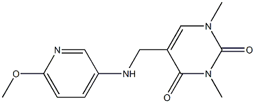 5-{[(6-methoxypyridin-3-yl)amino]methyl}-1,3-dimethyl-1,2,3,4-tetrahydropyrimidine-2,4-dione 구조식 이미지