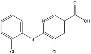 5-chloro-6-[(2-chlorophenyl)sulfanyl]pyridine-3-carboxylic acid 구조식 이미지