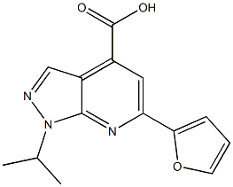 6-(furan-2-yl)-1-(propan-2-yl)-1H-pyrazolo[3,4-b]pyridine-4-carboxylic acid 구조식 이미지