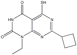 7-cyclobutyl-1-ethyl-5-mercaptopyrimido[4,5-d]pyrimidine-2,4(1H,3H)-dione 구조식 이미지