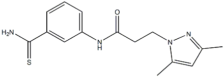 N-(3-carbamothioylphenyl)-3-(3,5-dimethyl-1H-pyrazol-1-yl)propanamide 구조식 이미지