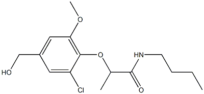 N-butyl-2-[2-chloro-4-(hydroxymethyl)-6-methoxyphenoxy]propanamide Structure